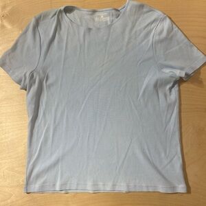 Jones New York Light Blue Scoop Neck Tee Large (QM)